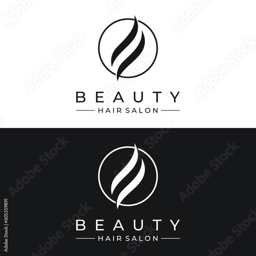 Luxury and beautiful hair wave abstract Logo design.Logo for business, salon, beauty, hairdresser, care.