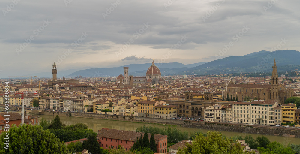 florence panoramic view from the terrace on the hill.