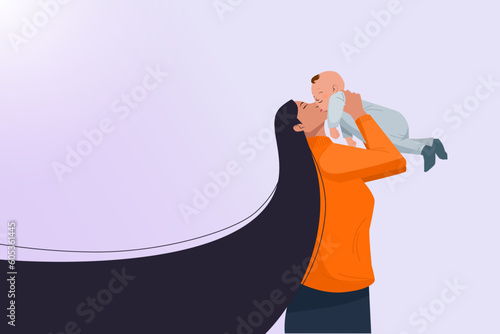 Young mother holding little baby. mother kisses for her baby
