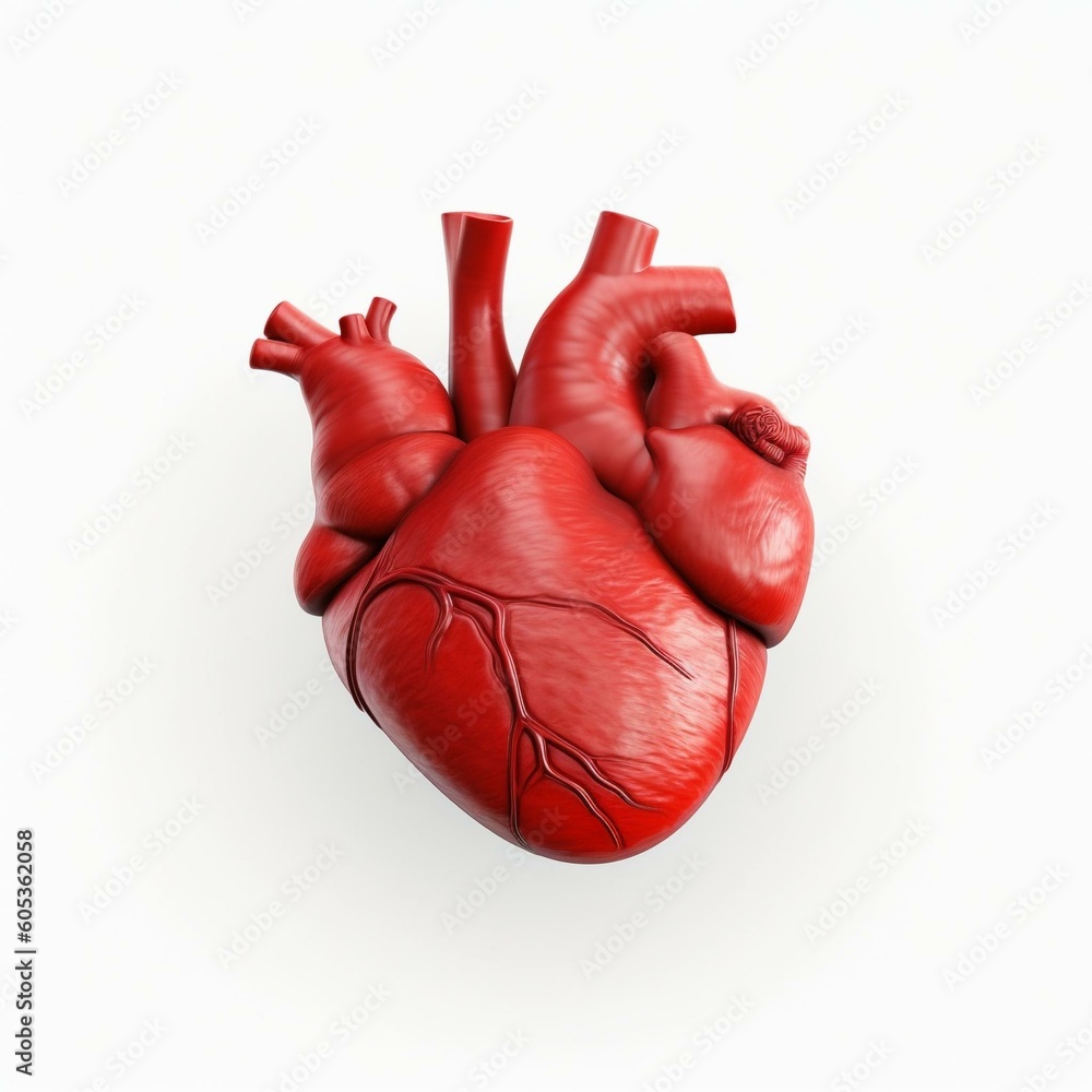 Hyper realistic heart in a white background. Isolated heart for compositions.