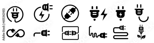 Plug icon vector. Electric plug sign photo