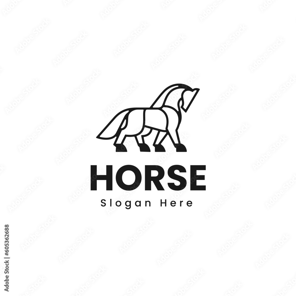 Vector Logo Illustration Horse Line art Style