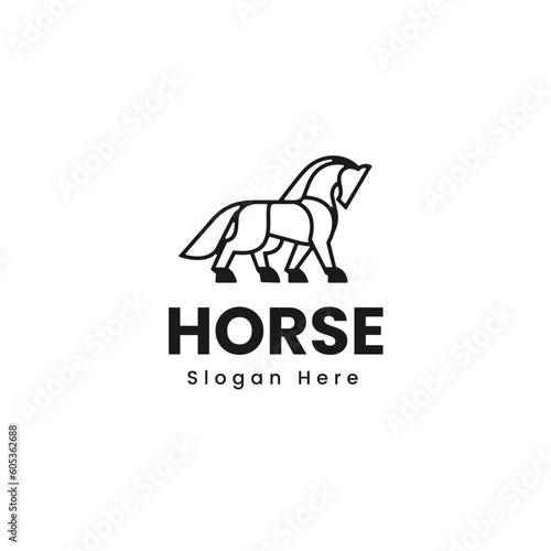 Vector Logo Illustration Horse Line art Style