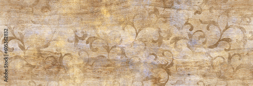 Ornament seamless pattern and wood texture.Repeating background for wallpaper, textile or ceramic surface.