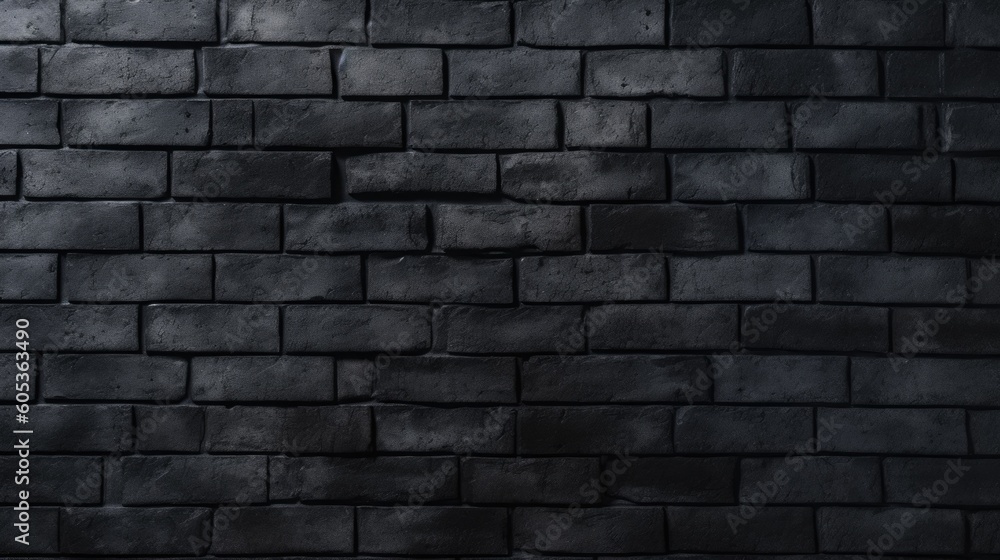 Urban Aesthetics: Black Painted Brick Wallpaper. Generative AI

