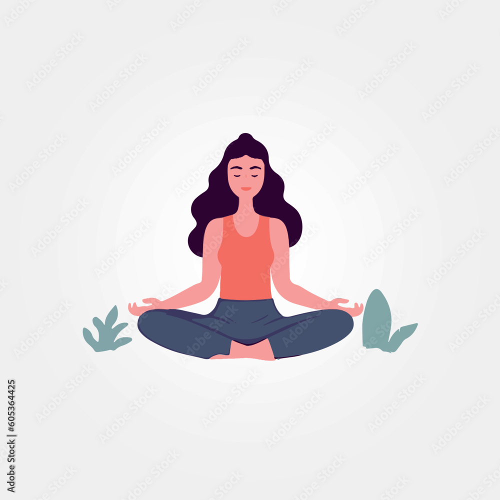 woman sitting meditating calm in nature woman sitting meditating calm in nature