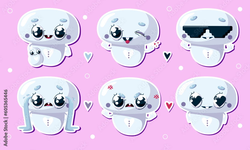 Obraz premium illustration cute mushroom character stickers