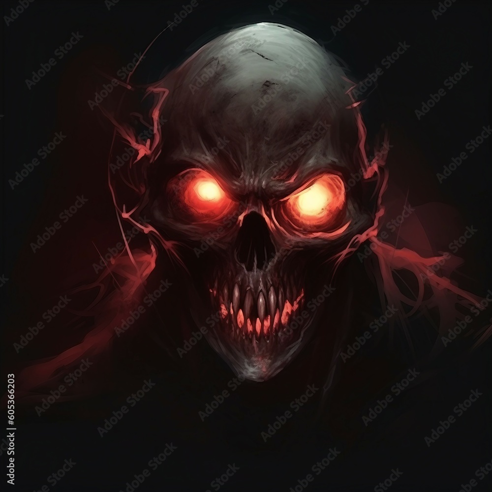 scary dark figure with big red eyes, glowing teeth scary dark figure with big red eyes, glowing teeth
