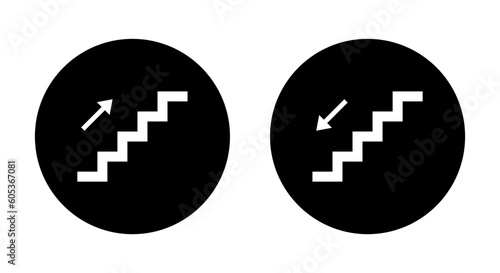 Upstairs and downstairs icon vector. Stairs symbol isolated circle background