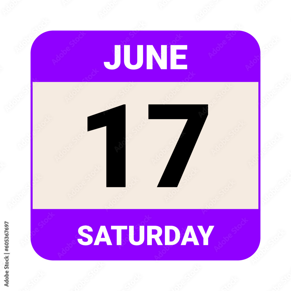 17 June, Saturday. Date template. Useful design for calendar or event promotion. Vector illustration EPS 10 File. 17 June, Saturday. Date template. Useful design for calendar or event promotion. Vector illustration EPS 10 File.