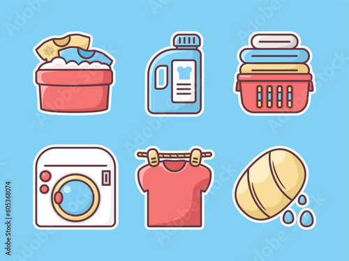 laundry vector collection. illustration stickers, icon