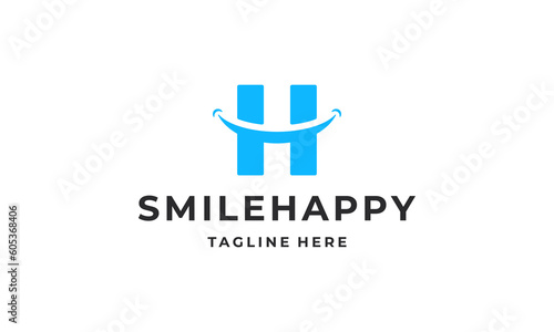 Free Download Initials H logo design. Happy smile logo design vector - GFXLoad