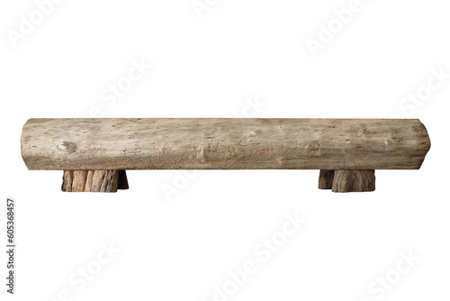 wooden long bench isolated