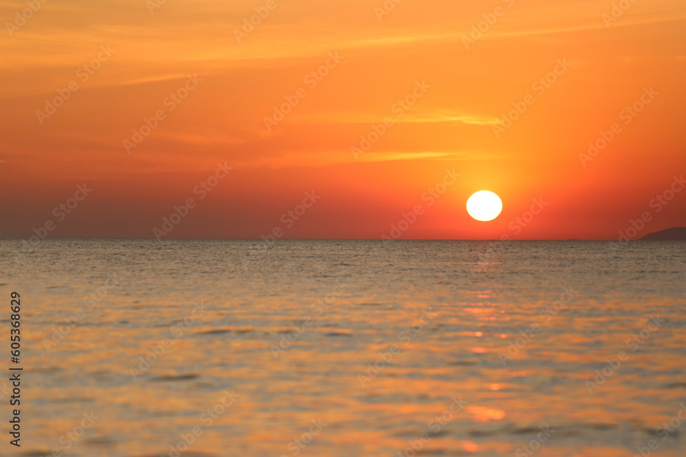 Sunset in the sea nature background.