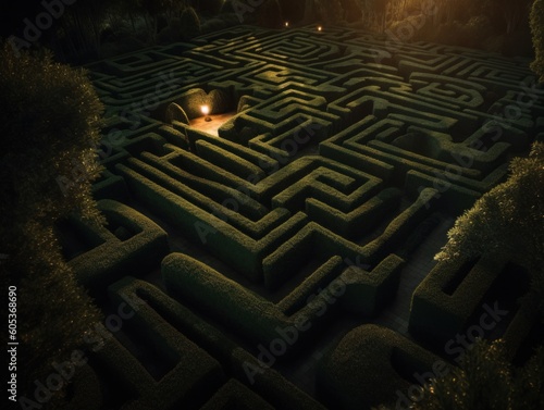 Maze labyrinth Created with Generative AI technology