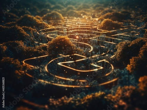 Maze labyrinth Created with Generative AI technology