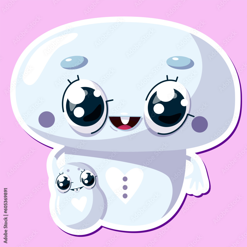 Vector illustration of mushroom character sticker Vector illustration of mushroom character sticker