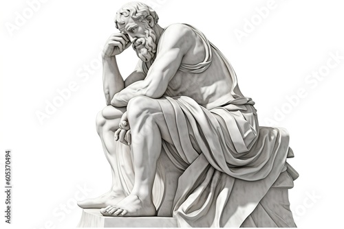 statue of a philosopher isolated on white background. Generated by AI
