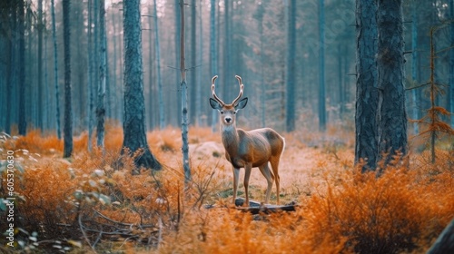 Deer in forest. AI generated.