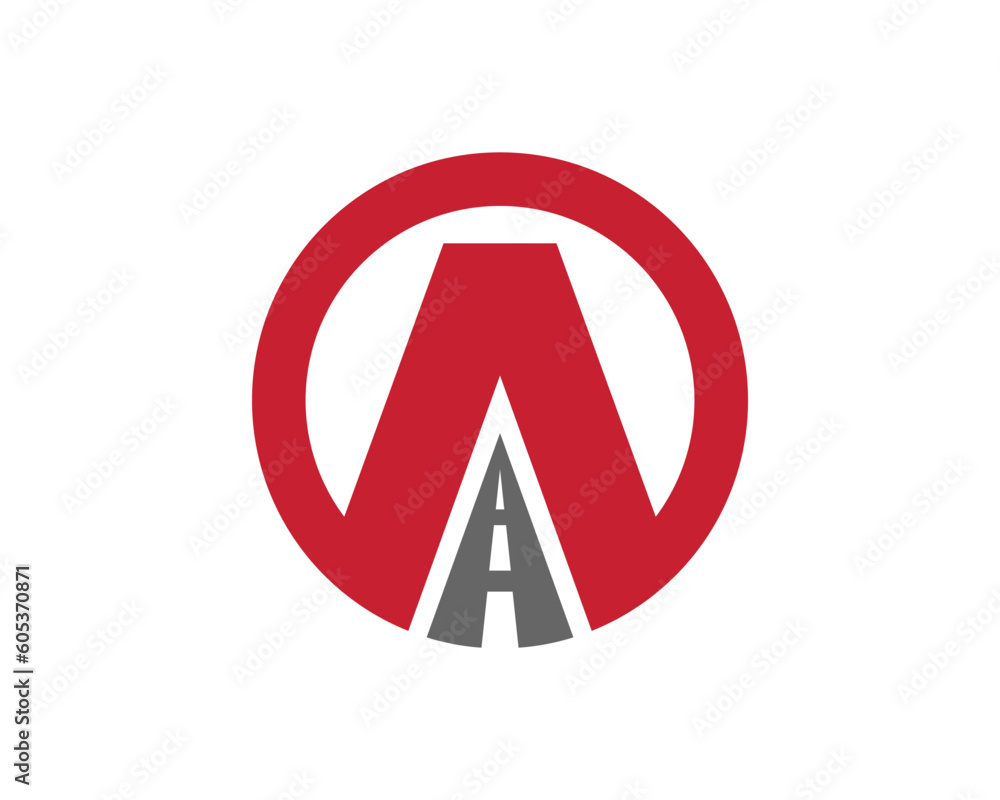A Letter with asphalt roadway inside the circle logo A Letter with asphalt roadway inside the circle logo