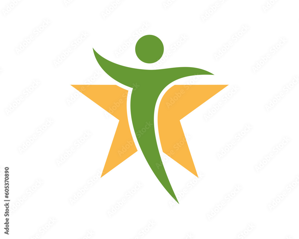 Star with healthy people vector logo Star with healthy people vector logo