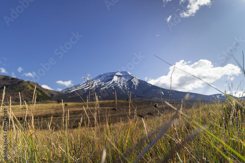 Panoramic view of lonquimay volcano from the front, Malalcahuello National Reserve, Chile photo