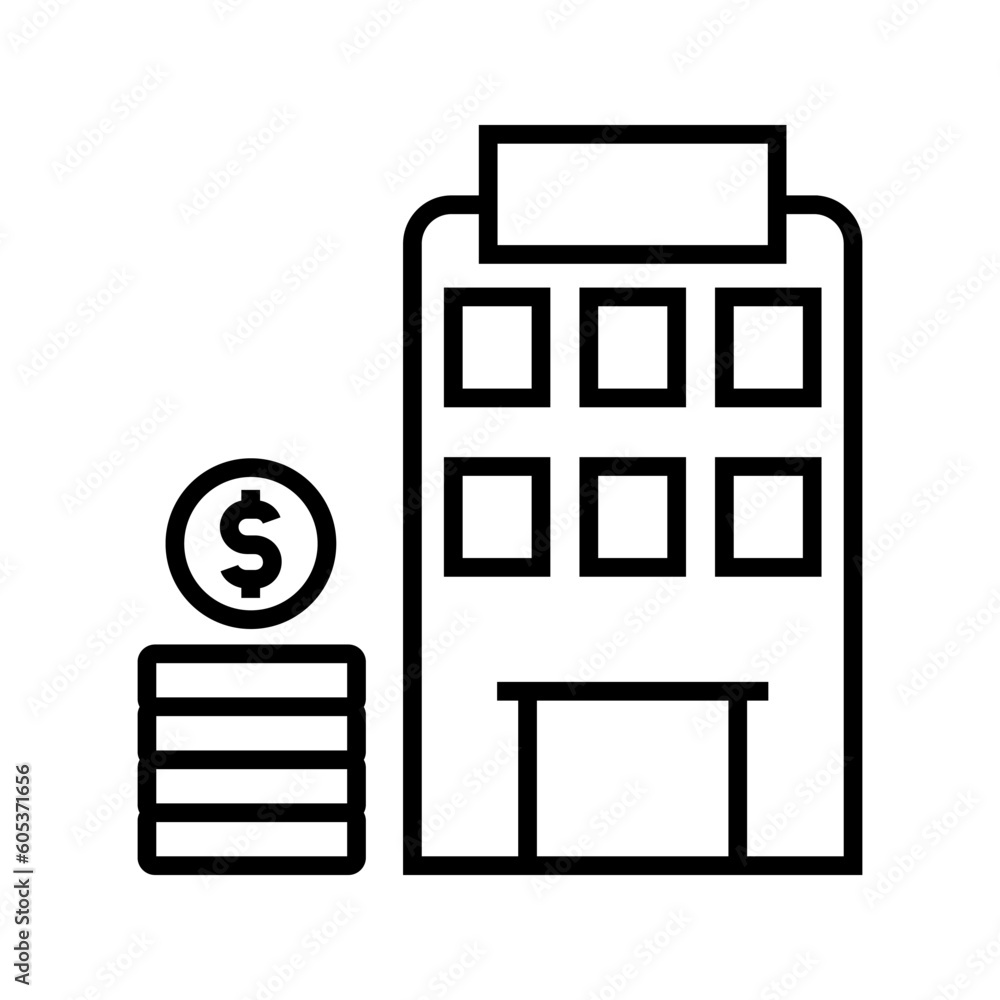 building with a stack of money, illustration of bank icon vector building with a stack of money, illustration of bank icon vector