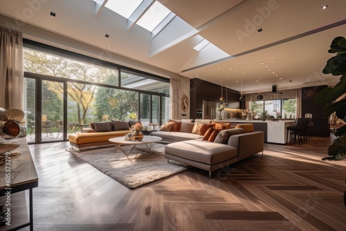 Wallpaper Mural Living room interior in bungalow at day using generative AI Torontodigital.ca