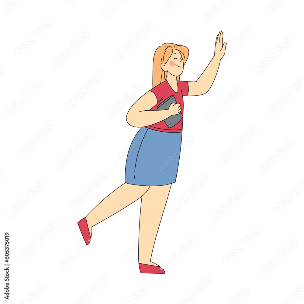 Young Woman Giving High Five Hand Gesture Vector Illustration Young Woman Giving High Five Hand Gesture Vector Illustration