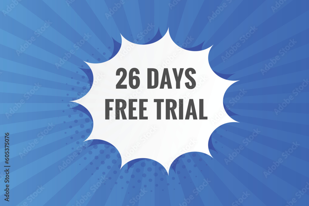 26 days Free trial Banner Design. 26 day free banner background