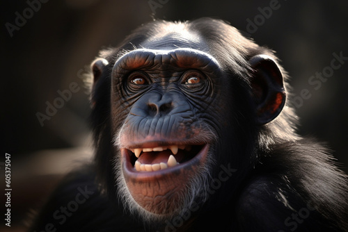 a chimpanzee is laughing © imur