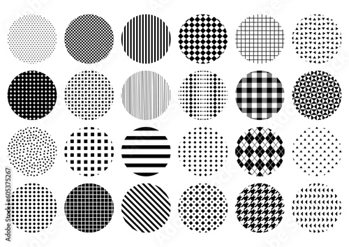 幾何学模様の円形アイコンイラストセット