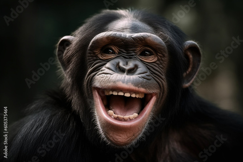 a chimpanzee is laughing Fototapet