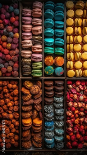 Assortment of different colorful tasty sweets. Generative Ai © DigitalGenetics