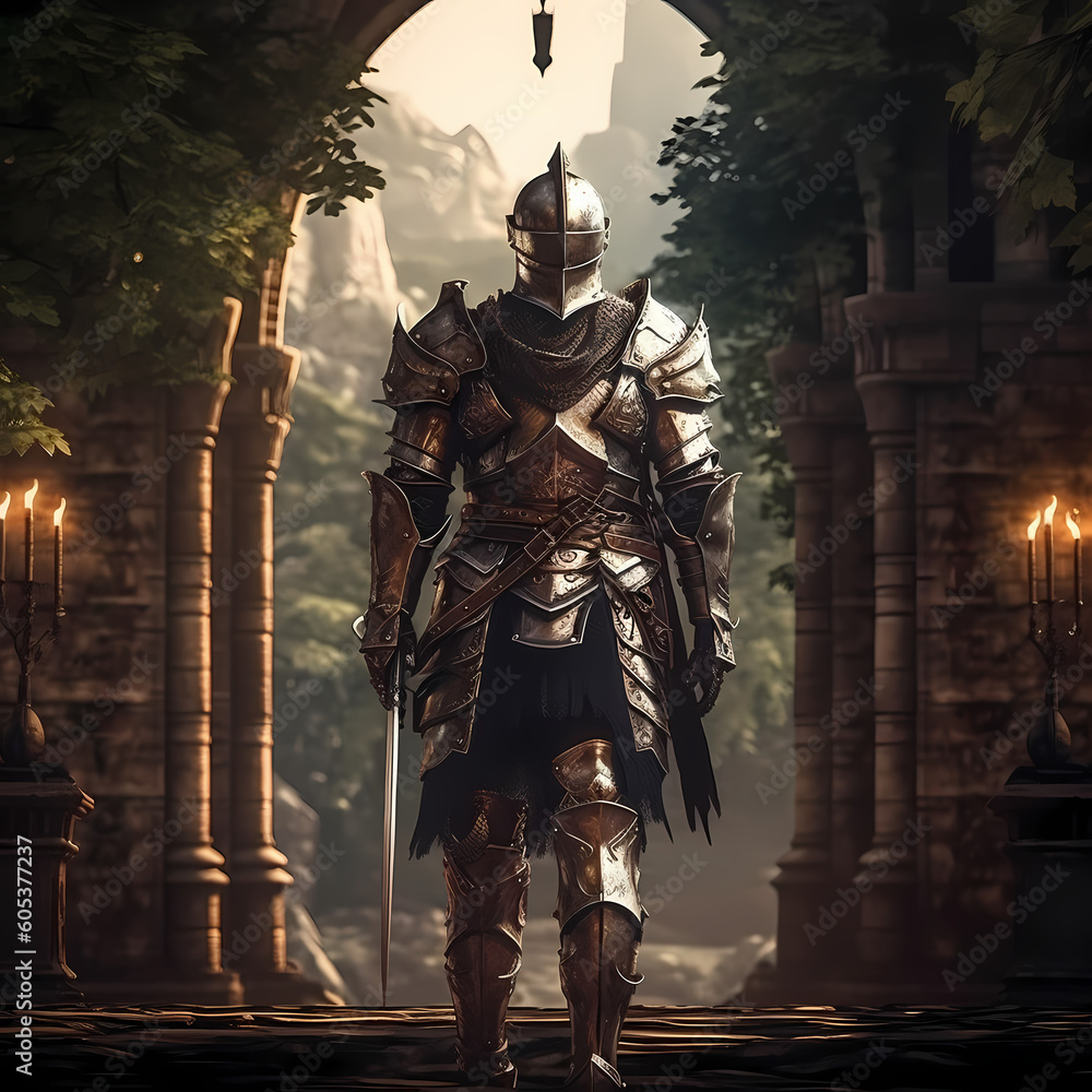 Fototapeta premium wandering knight on walking