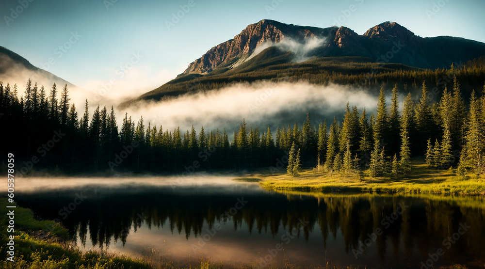 Fototapeta premium large mountain fully covered in trees and greenery