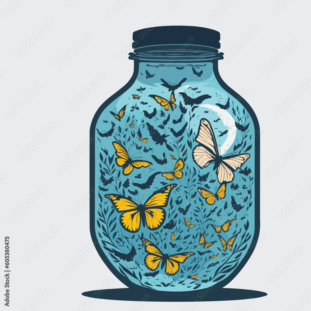 glass jar with butterfly glass jar with butterfly