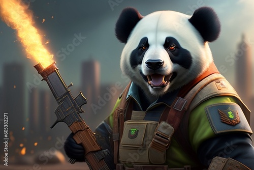 Panda Zombie bring the gun