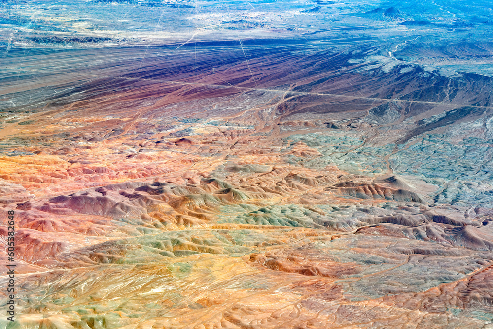 Aerial view of the highlands of the Atacama Desert, Chile.