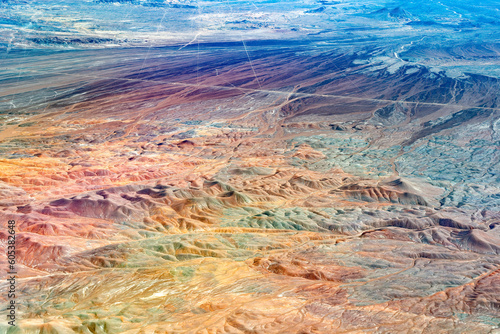 Aerial view of the highlands of the Atacama Desert, Chile.