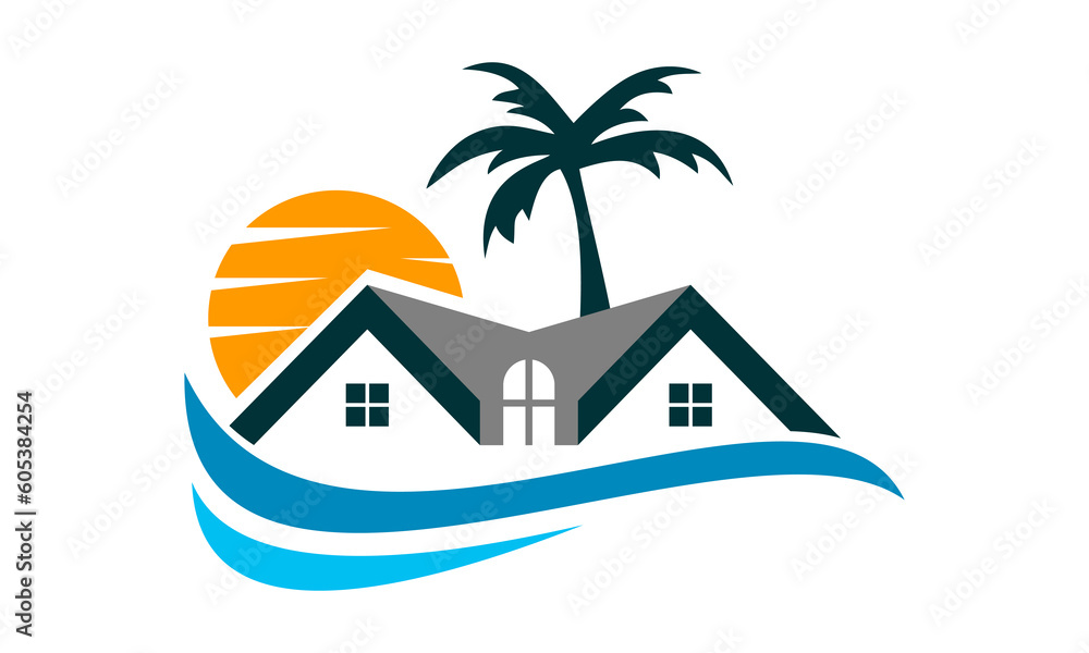 beach house resort logo vector