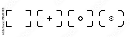 Camera viewfinder icon. Photo viewfinder symbol in line. Outline focus viewfinder icons set. Camera frame in line