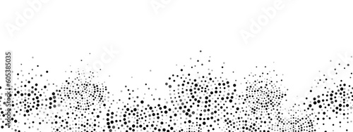 Geometric halftone abstract background frame. Vector texture of chaotic hexagons, particles, fragments. A group of cells, an information grid. Poster for business, technology, medicine, presentations.