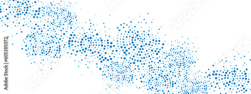 Geometric blue abstract background frame. Vector texture of chaotic hexagons, particles, fragments. A group of cells, an information grid. Poster for business, technology, medicine, presentations.