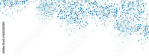 Geometric blue abstract background frame. Vector texture of chaotic hexagons, particles, fragments. A group of cells, an information grid. Poster for business, technology, medicine, presentations.