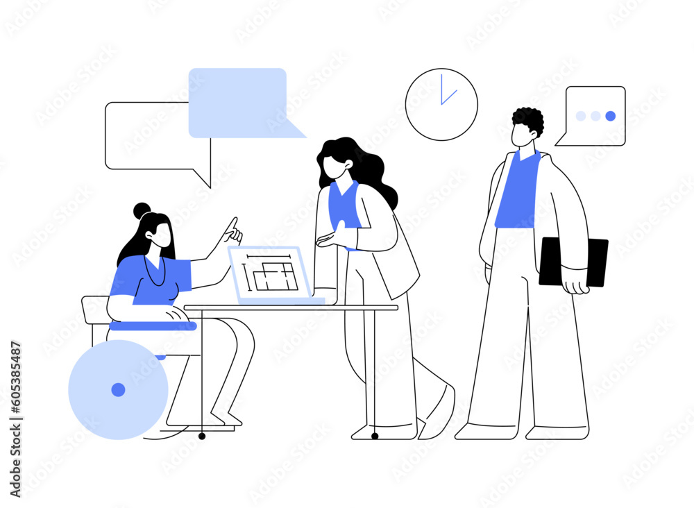 Inclusion at a workplace abstract concept vector illustration. Inclusion at a workplace abstract concept vector illustration.