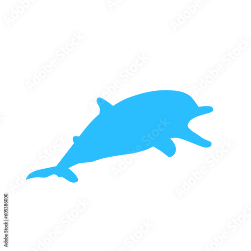 Blue silhouette of dolphin 