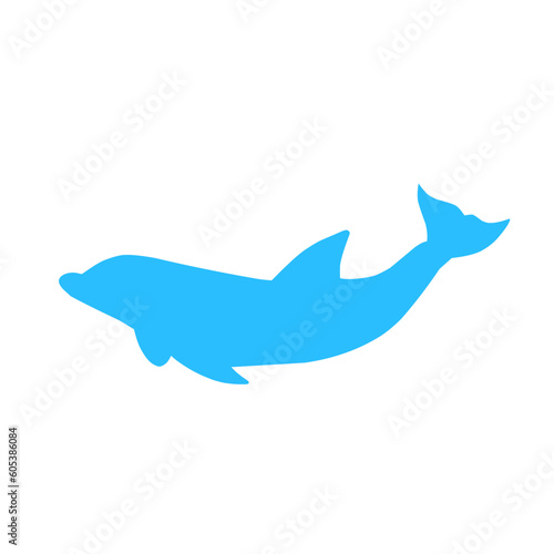 Blue silhouette of dolphin 