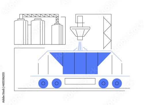 Dry bulk cargo transportation abstract concept vector illustration.