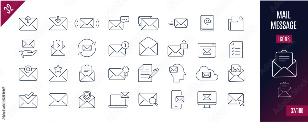 Best collection Mail line icons. Message, Send,...